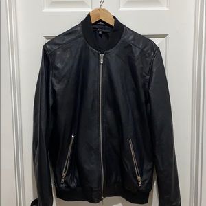 Men’s DSTLD Black Leather Bomber Large